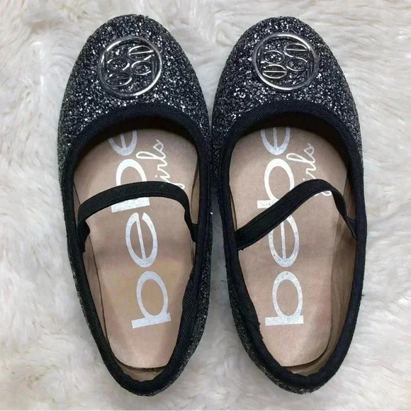 Bebe Toddler Glitter Flats Black Size 8 - Picture 8 of 16